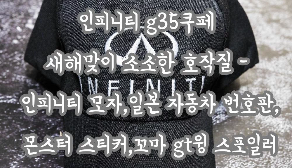 인피니티 g35쿠페 새해맞이 소소한 호작질 – 인피니티 모자,일본 자동차 번호판,몬스터 스티커,꼬마 gt윙 스포일러