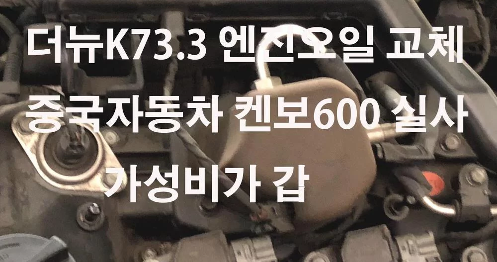 더뉴 K7 3.3 엔진오일 교환 합성유 에네오스 0w-50 정숙성이 강점 , 중국자동차 켄보600 실사 가성비가 갑